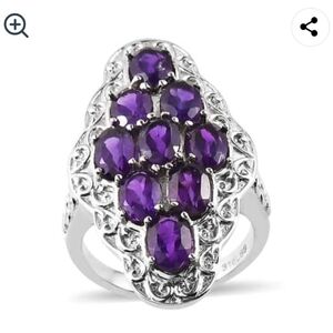🆕️SIZE 6 GENUINE AMETHYST RING IN STAINLESS STEEL - FASHION RING